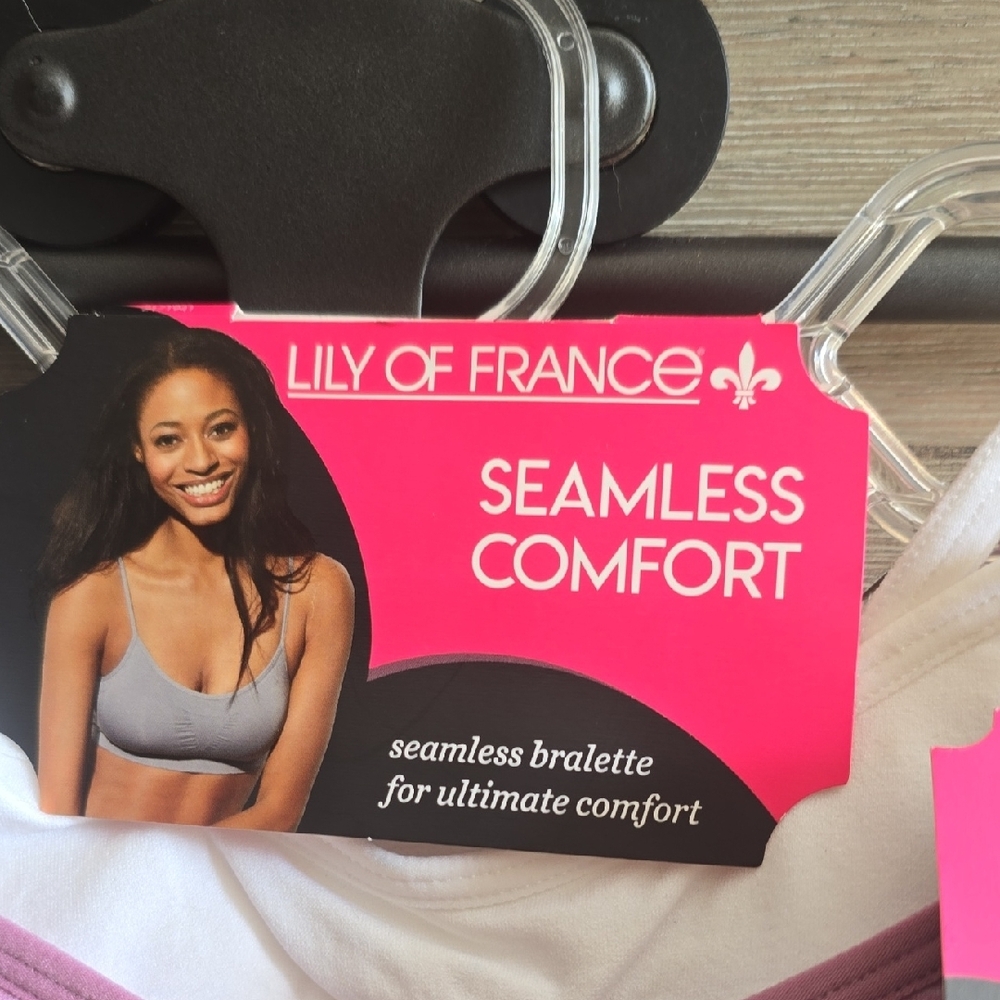 Lily of France Seamless Comfort Bralette - Pink and White - Picture 5 of 14